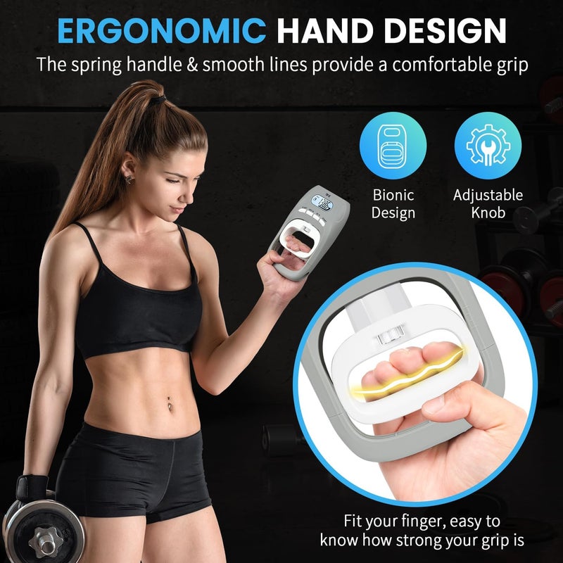 TIPRE 396lbs/180kg Grip Strength Tester, Hand Grip Dynamometer, Digital Grip Strength Tester with LCD Display, Adjustable Hand Grip Training Gauge, Hand Grip Testing for Sports Home School Use - Image 5